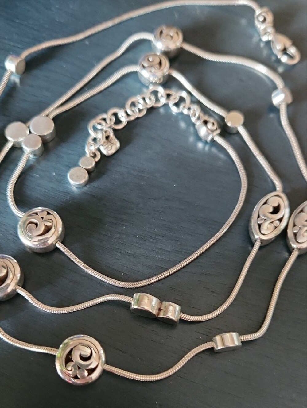 Brighton Antiqued Silver-Tone Station Bead Necklace EUC